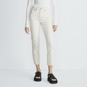 Rag & Bone women’s Wren high rise slim straight off white Ecru Jeans size 27